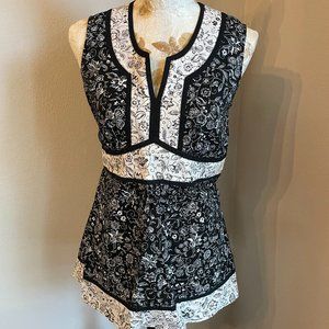 Sleeveless Cotton Top in Black and White Prints